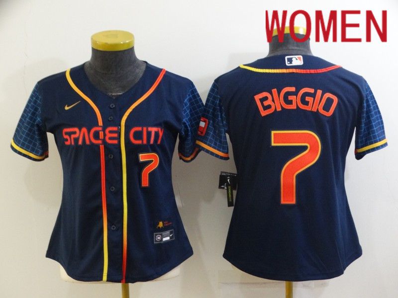 Women Houston Astros #7 Biggio Blue City Edition Game Nike 2022 MLB Jerseys